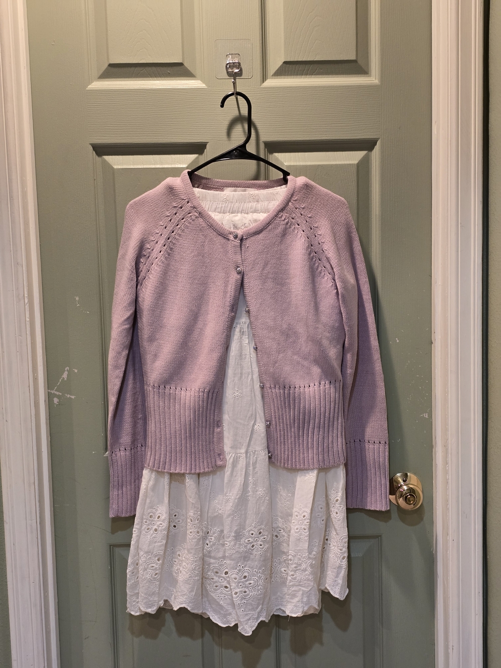 Cute Set With White Skirt And Pink Cardigan